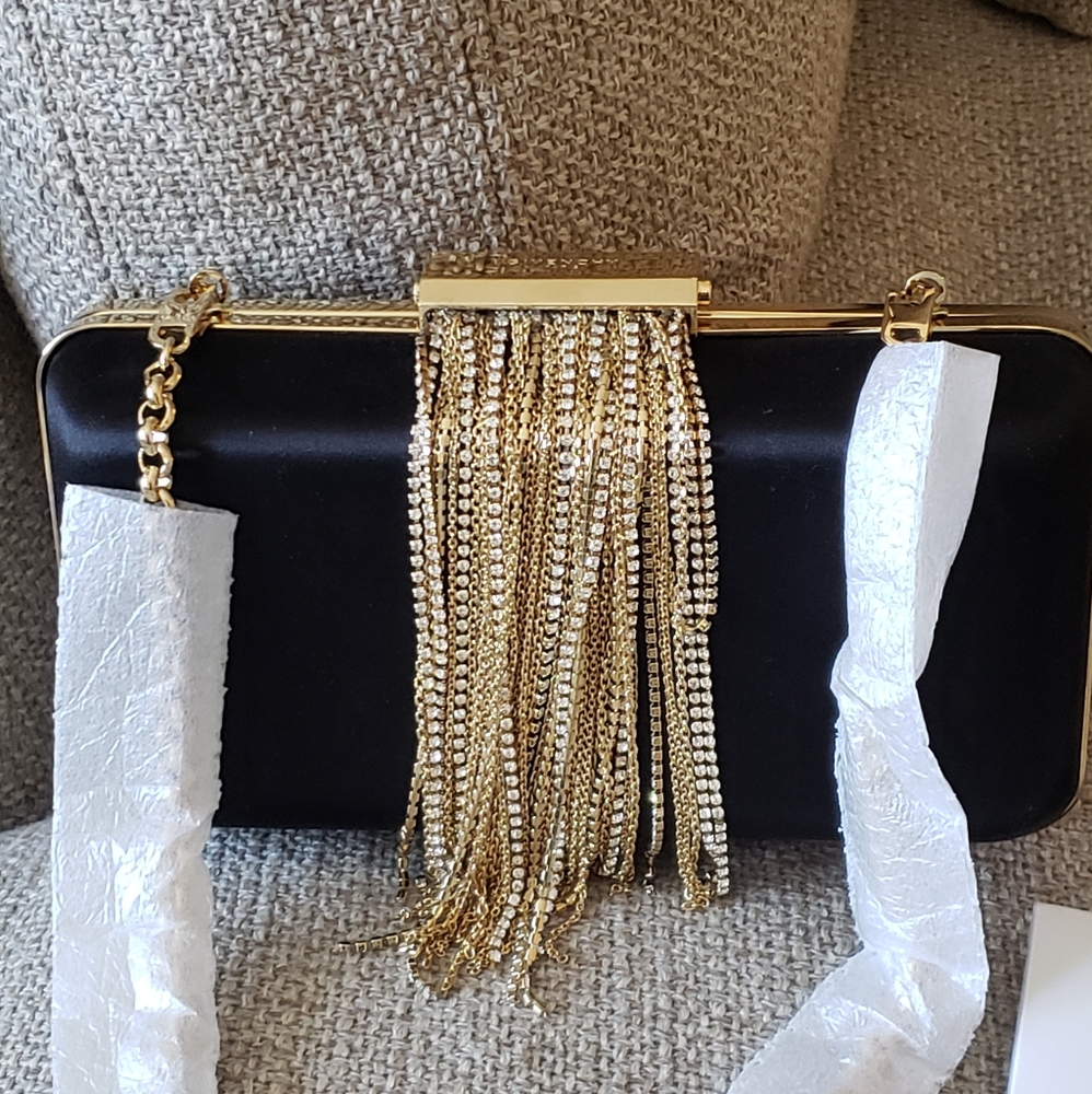 Givenchy Black Metal Fringe Satin Clutch Bag $3999 - Picture 7 of 16